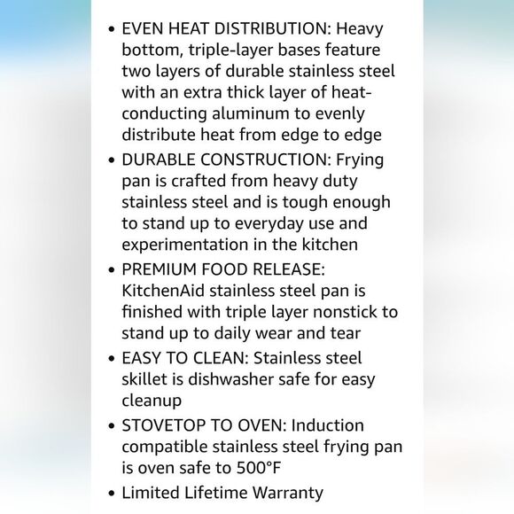 KitchenAid Stainless Steel 3-Ply Base Nonstick 9.5" Fry Pan - Picture 10 of 13